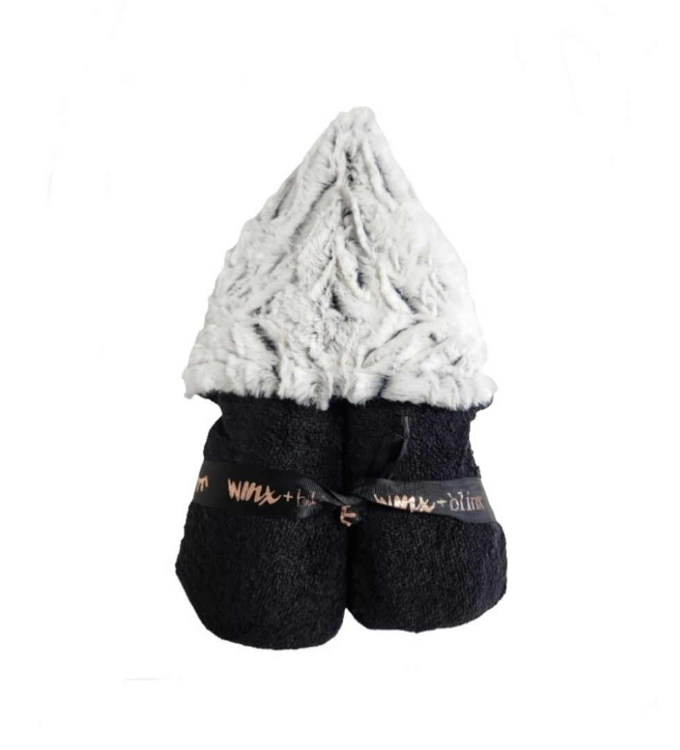 Snow Zebra Black Hooded Towel