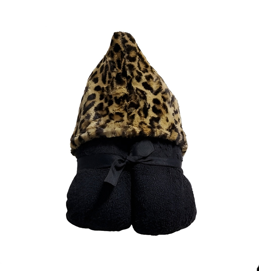 Leopard Tan Black Hooded Towel