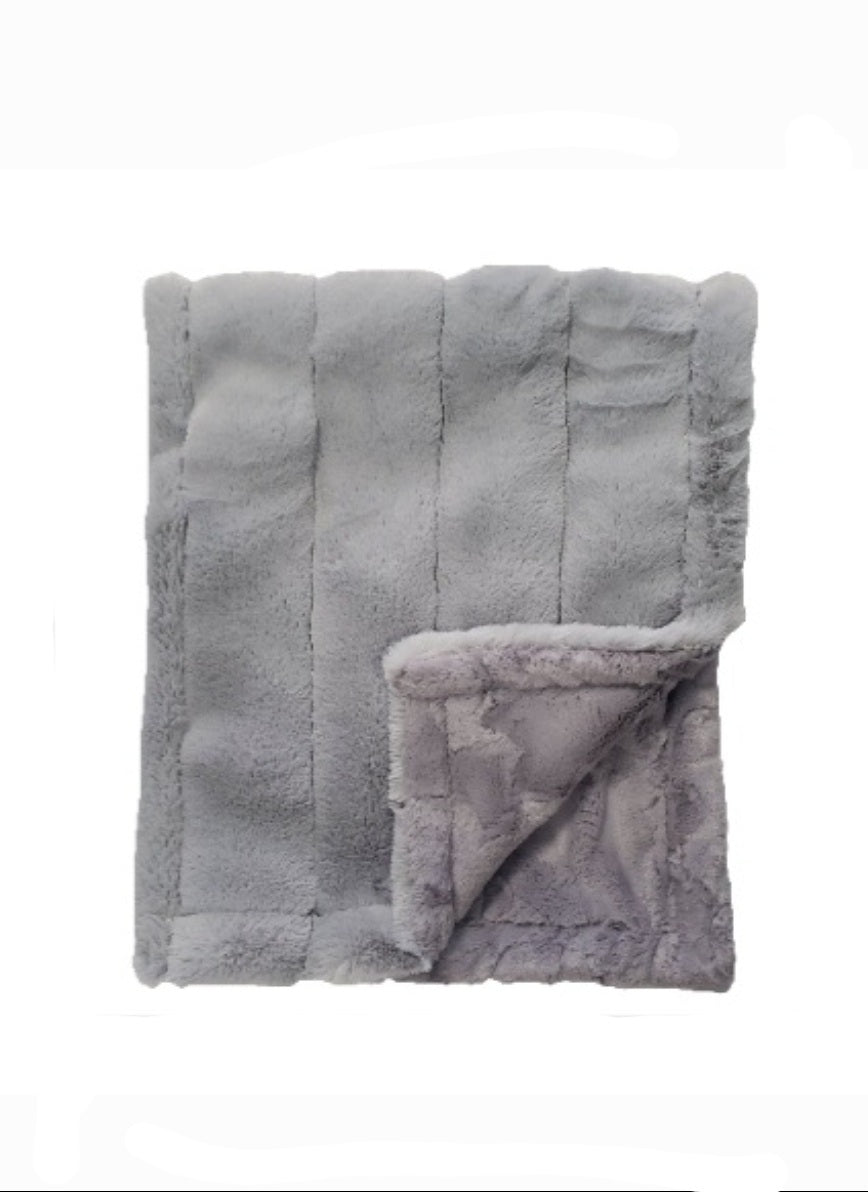 Fluffy Stripes Grey Minky Blanket