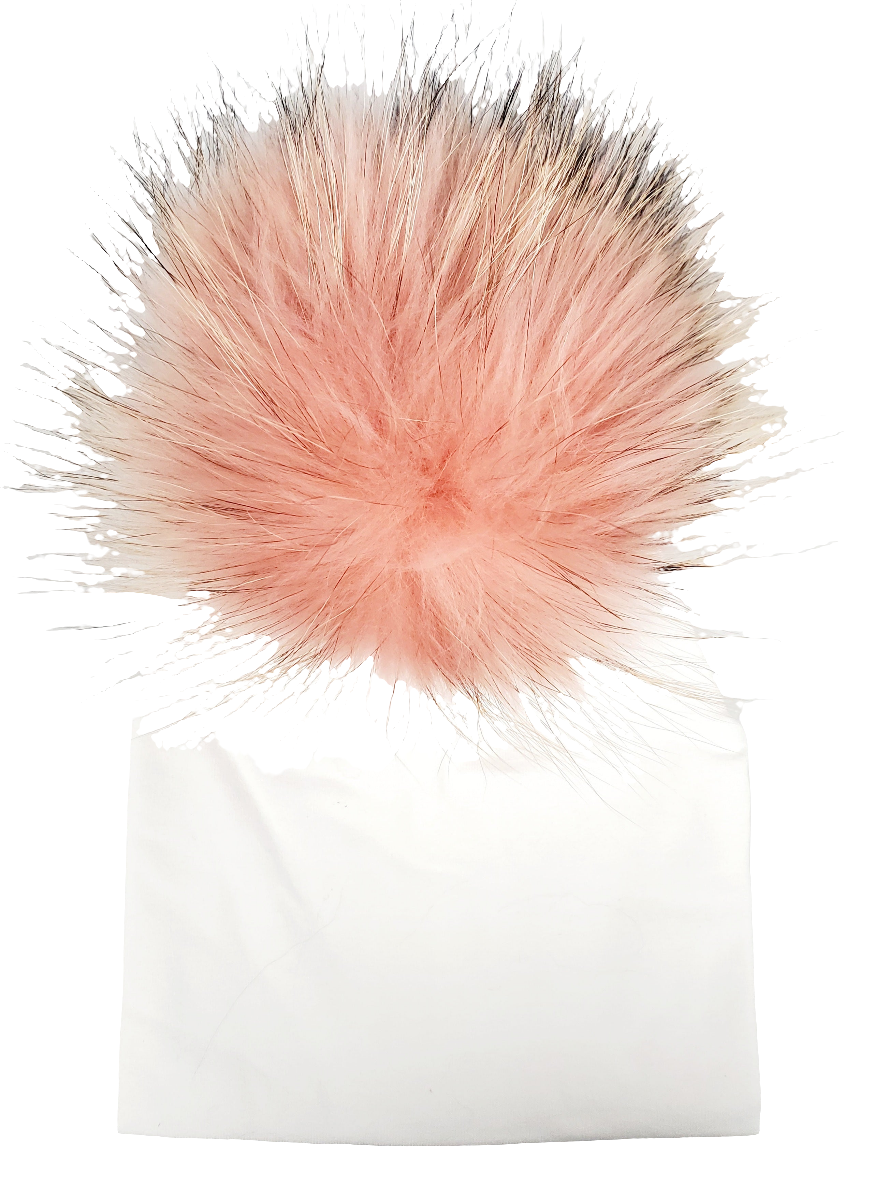 Pom Cotton Hat- White/Coral - 0-4 Months