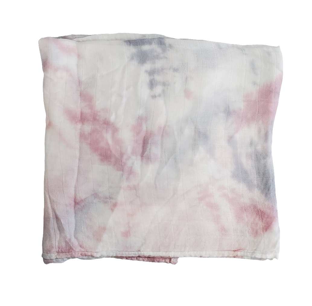 Mauve Silver Tiedye Oversized Muslin Swaddle