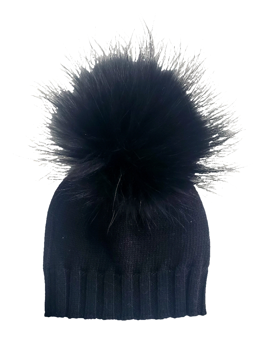 Cotton Knit Hat - 0-6 Black