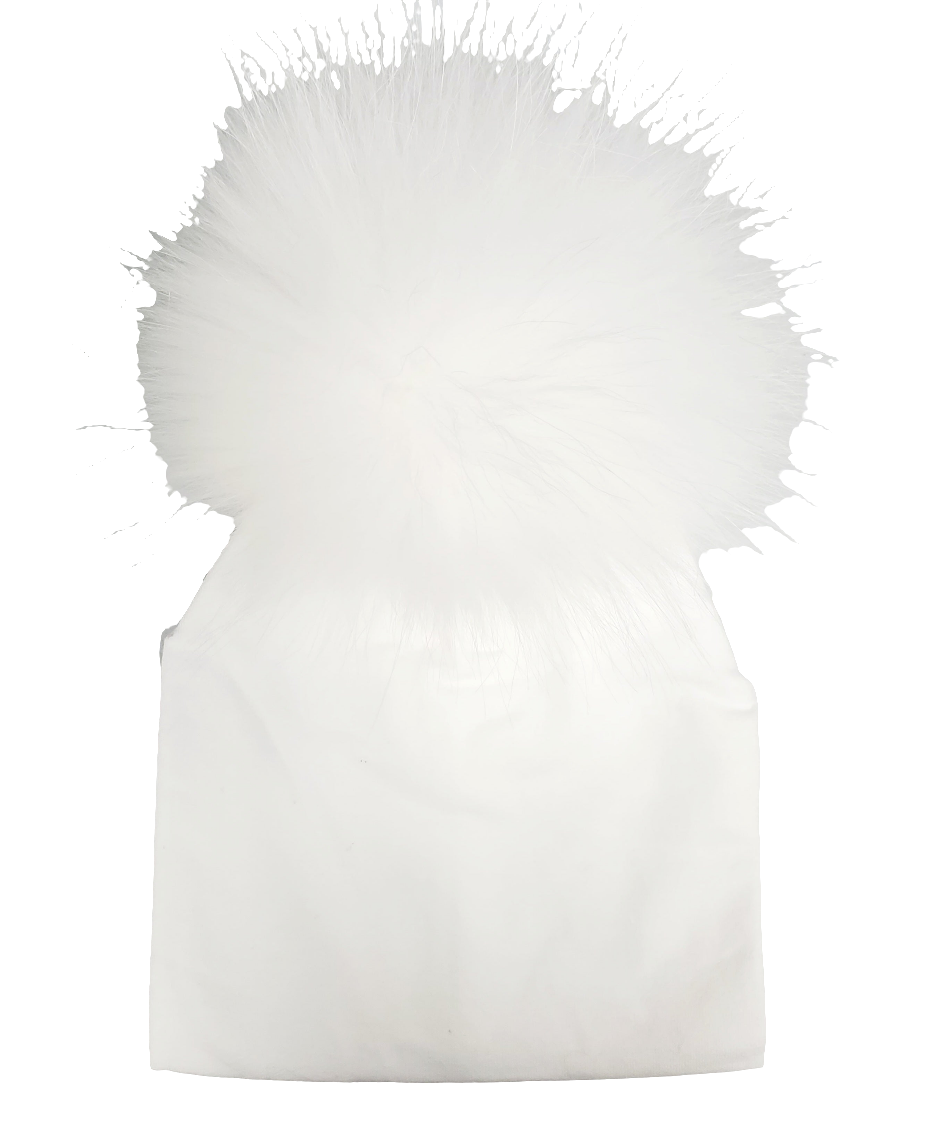 Pom Cotton Hat- White With Bkack Tip - 0-4 Months