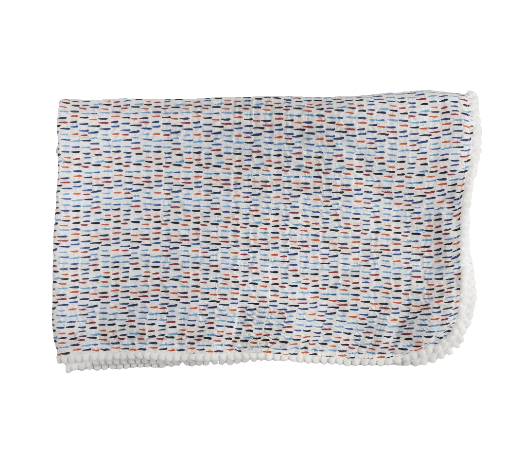 SAMPLE - Teardrops Pom Muslin Swaddle (FINAL SALE)