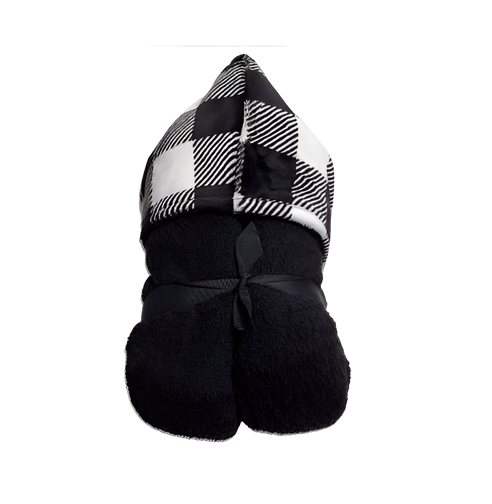 Plaid B&W Hooded Towel