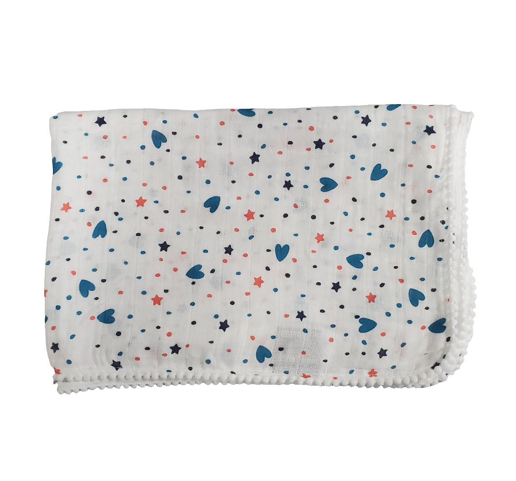 SAMPLE - Starlight Pom Muslin Swaddle (FINAL SALE)