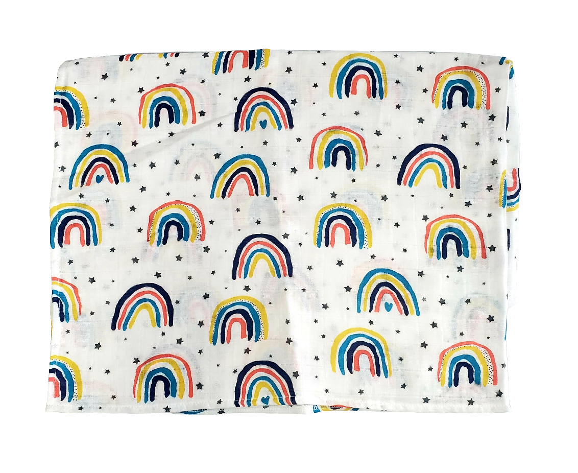 SAMPLE - Rainbow Cotton Muslin Swaddle (Final Sale. Slighly damaged)