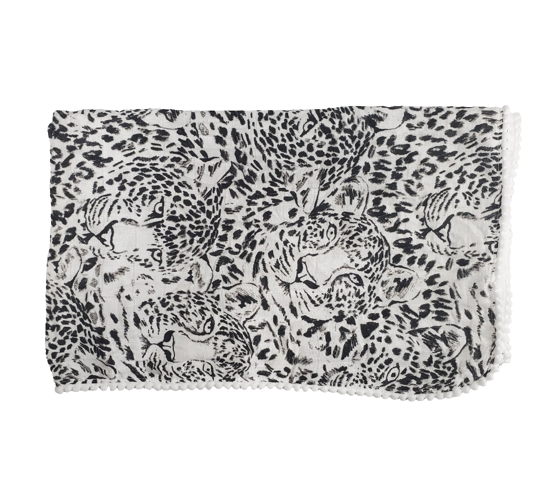 SAMPLE - Roar Pom Muslin Swaddle (FINAL SALE)