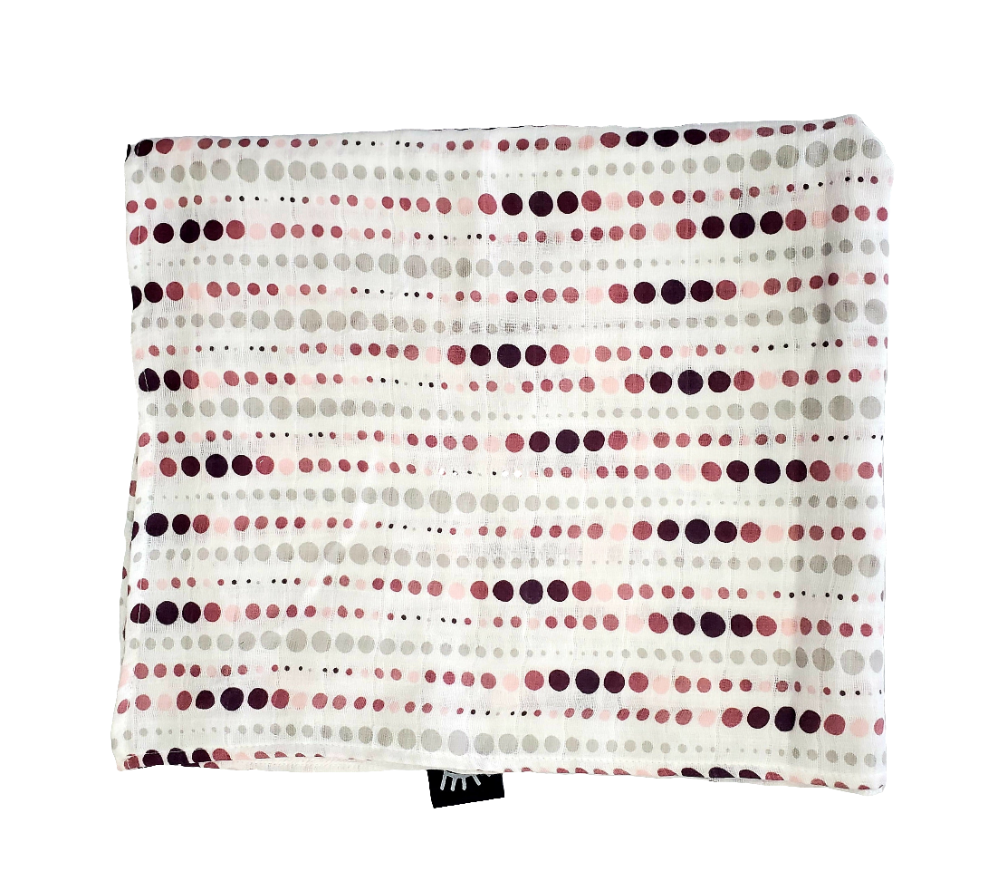 SAMPLE - Mod Dot Mauve Cotton Muslin Swaddle (Final Sale. Slightly damaged)