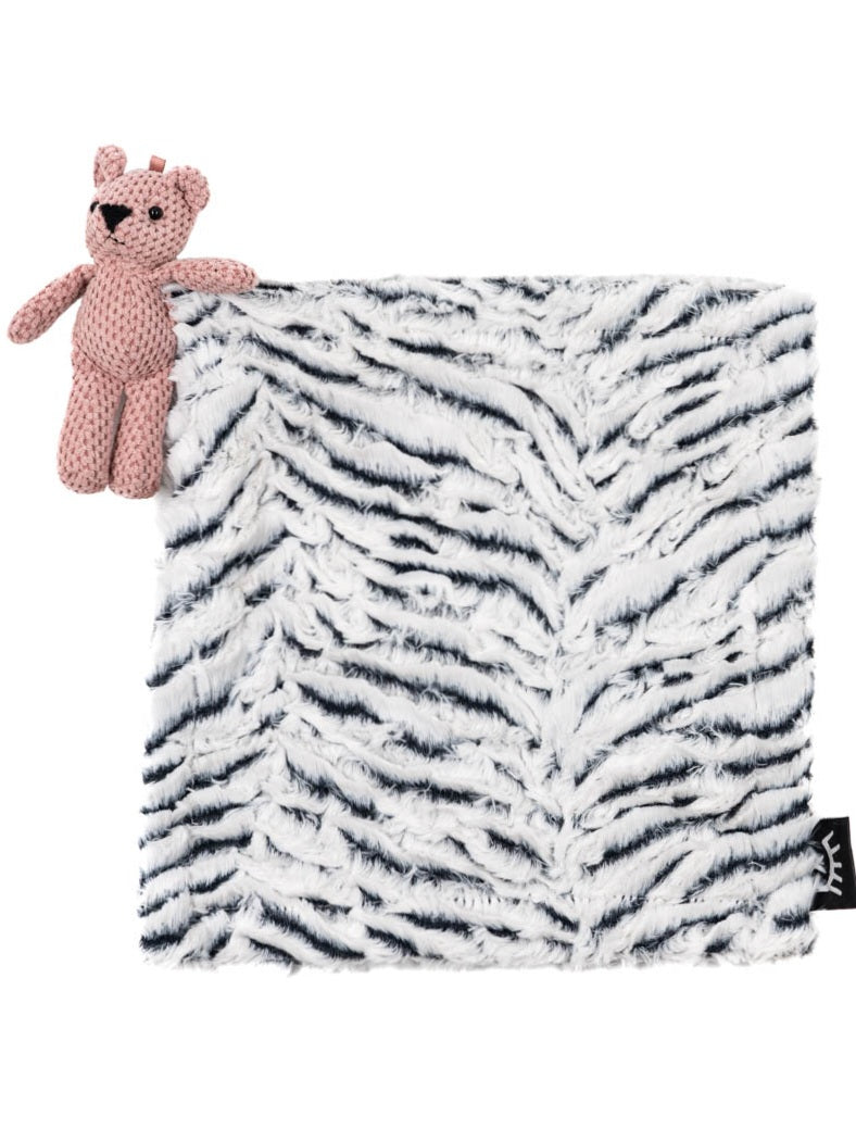 Zebra Snow Pink Bear Lovey