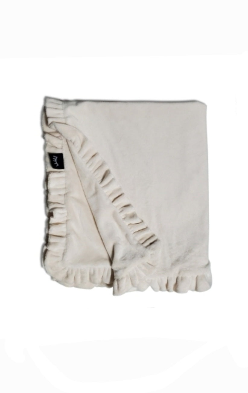 Ruffle Cream Minky Blanket