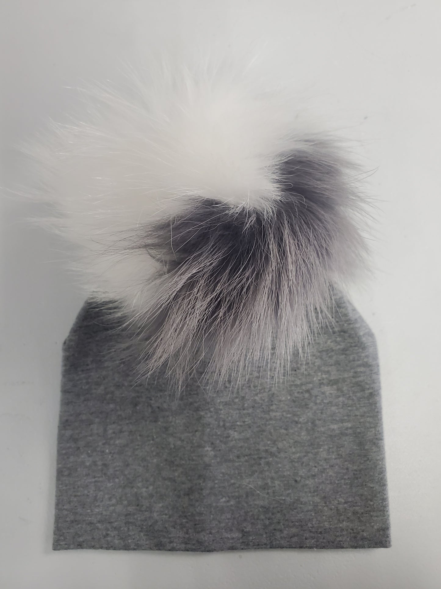 Pom Cotton Hat- Charcoal/Grey Mix - 0-4 Months