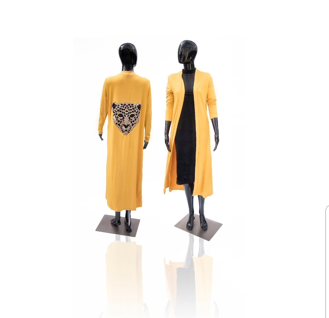 Rose Gold Lion Long Duster In Mustard | RTW