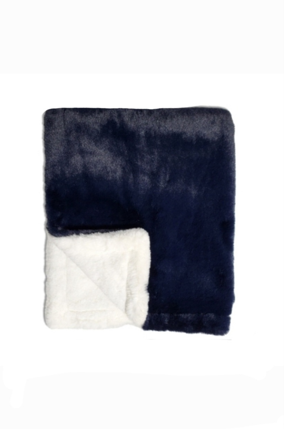 Fluffy Navy Cream Minky Blanket