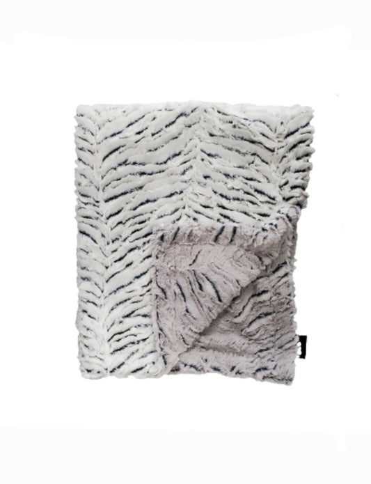 Zebra Snow Silver Minky Blanket