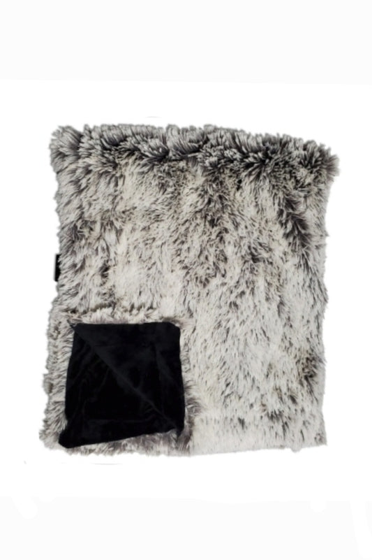 Shaggy Grey Black Minky Blanket