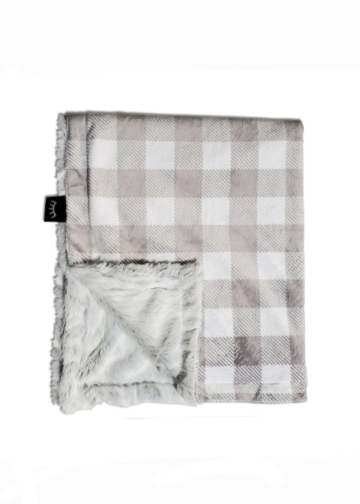 Plaid Silver Minky Blanket