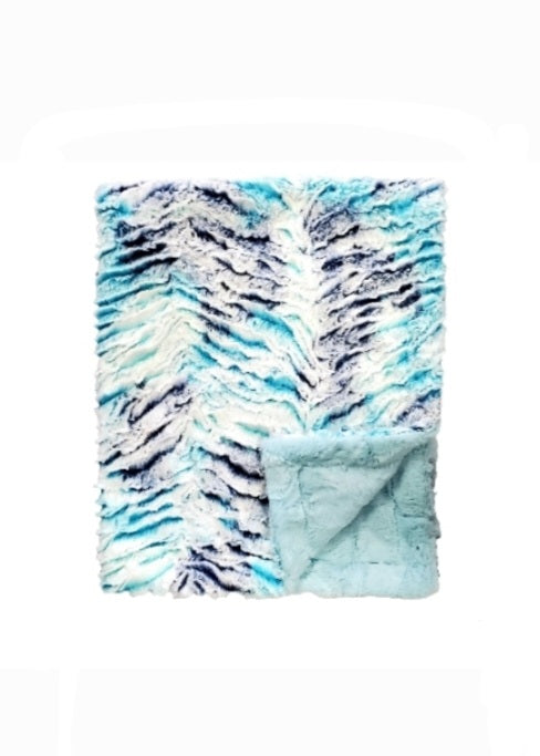 Zebra Aqua Minky Blanket