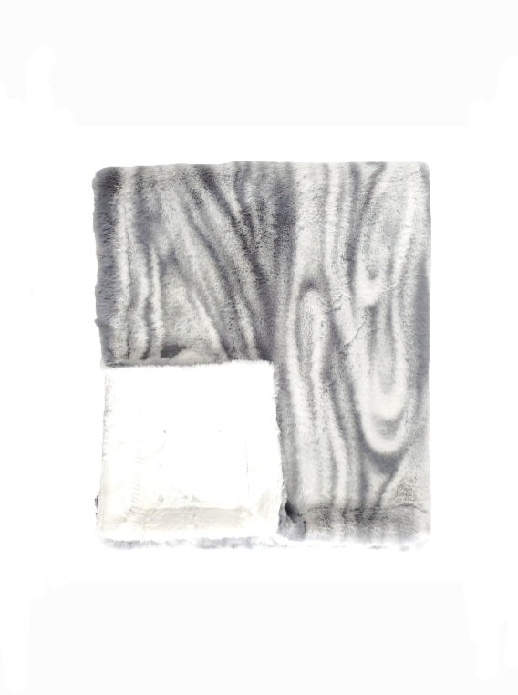 Fluffy Marble Silver Minky Blanket