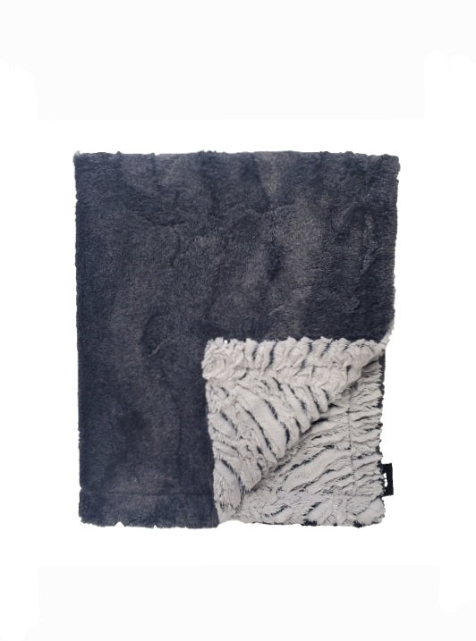 Zebra Midnight Minky Blanket