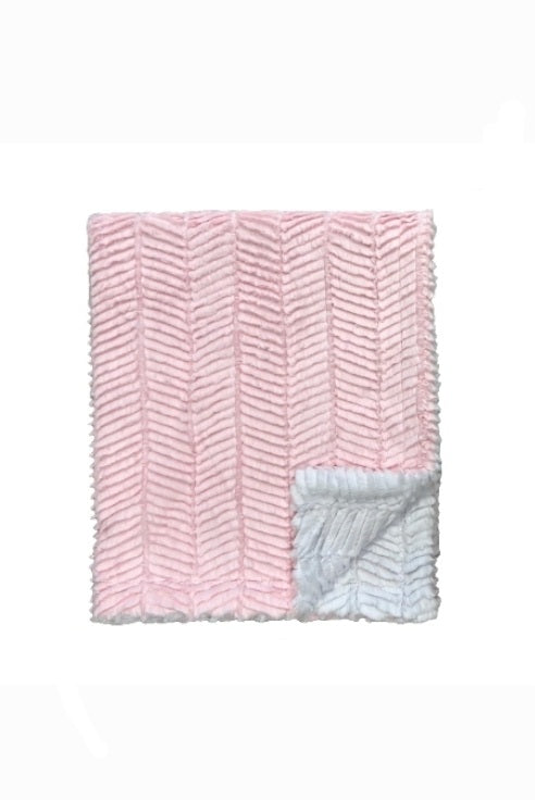 Ziggy Pink White Minky Blanket