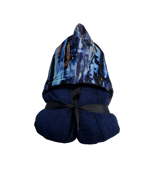 Marble Navy Hooded Towel