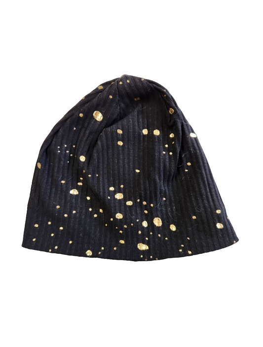 Gold Speckles Black Cotton Beanie