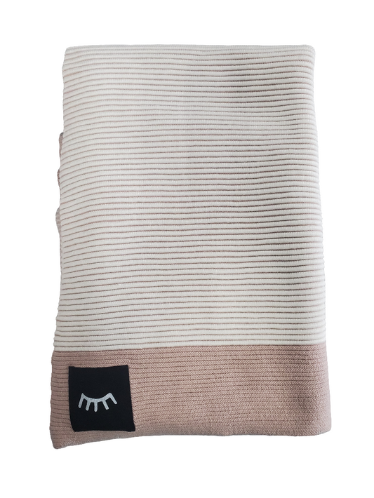 Stripes Taupe Cotton Knit Blanket 40"x40"