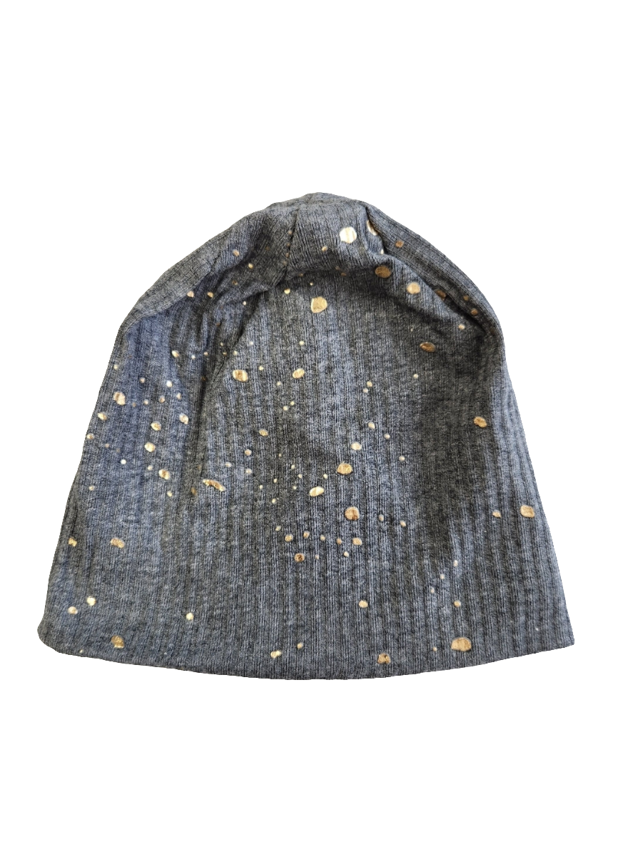 Gold Speckles Grey Cotton Beanie