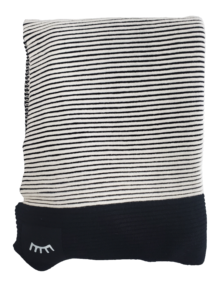 Stripes Black Cotton Knit Blanket 40"x40"