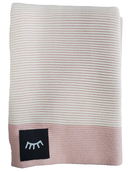 Stripes Mauve Cotton Knit Blanket 40"x40"