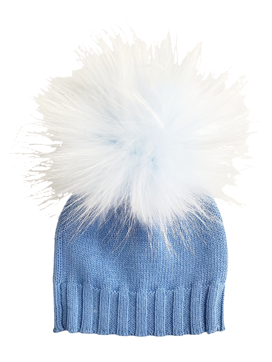 Cotton Knit Hat - 0-6 Cobalt