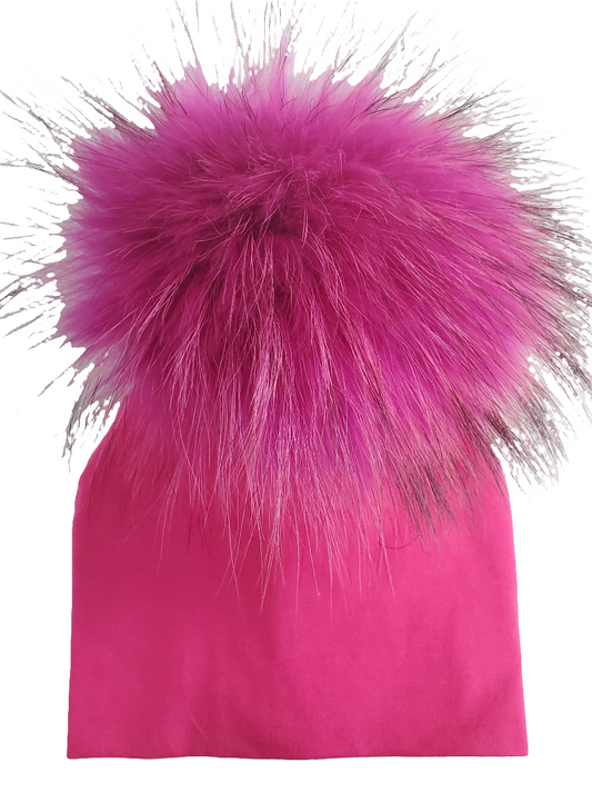 Pom Cotton Hat- Hot Pink - 0-4 Months