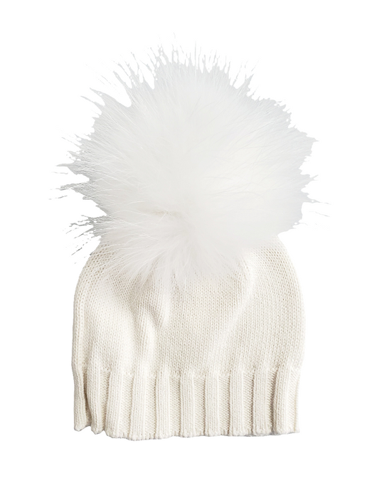 Cotton Knit Hat - Cream 0-6 Months