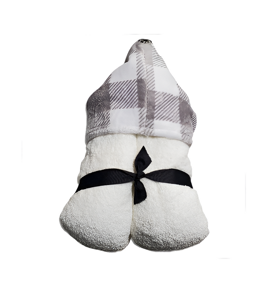 Plaid Silver Hooded Towel