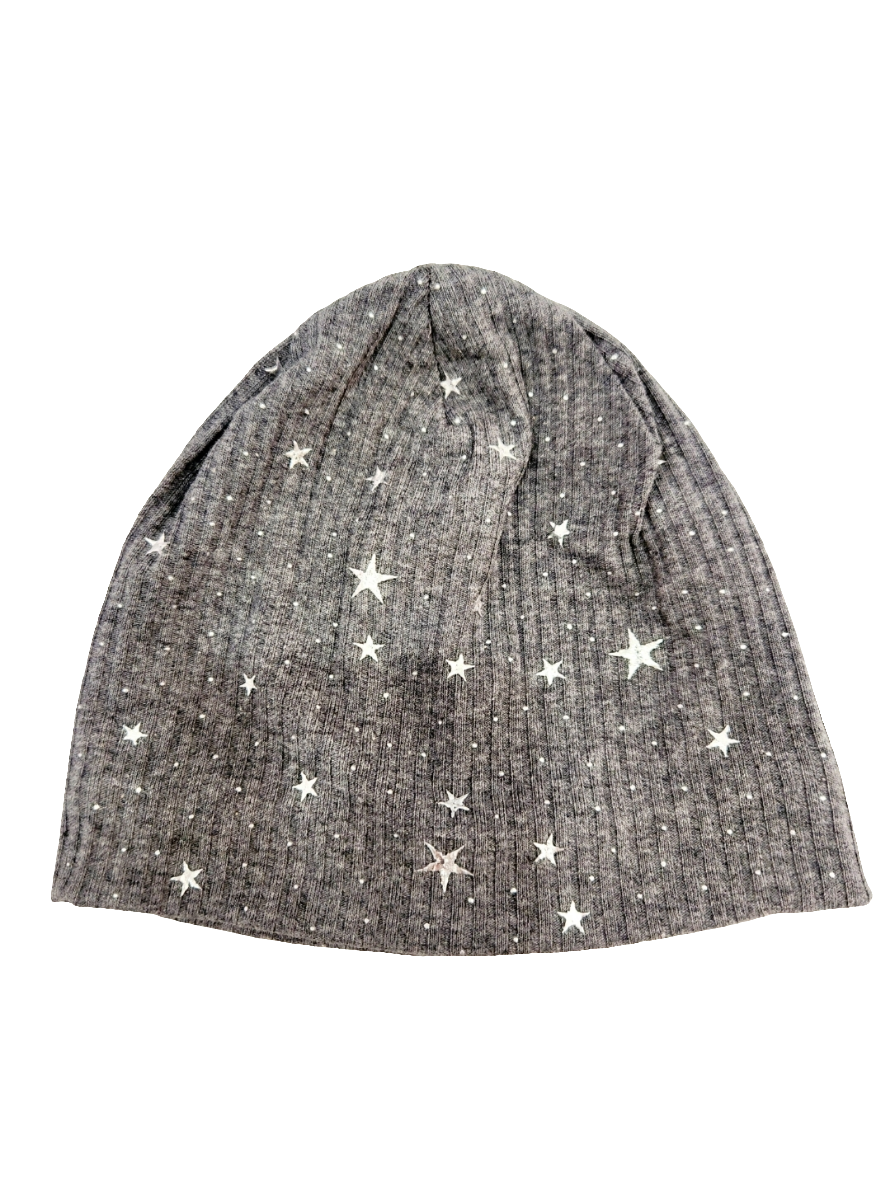 Silver Stars Grey Cotton Beanie