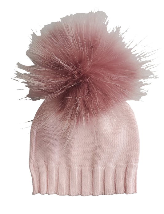 Cotton Knit Hat - 0-6 Mauve
