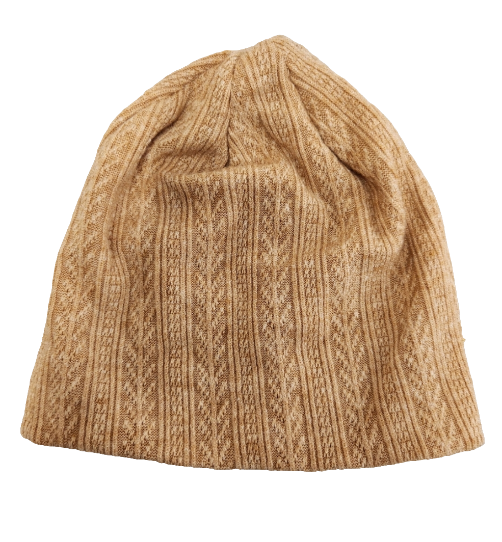 Cable Camel Cotton Beanie Hat