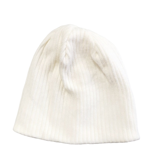 Natural Ribbed Cotton Beanie Hat