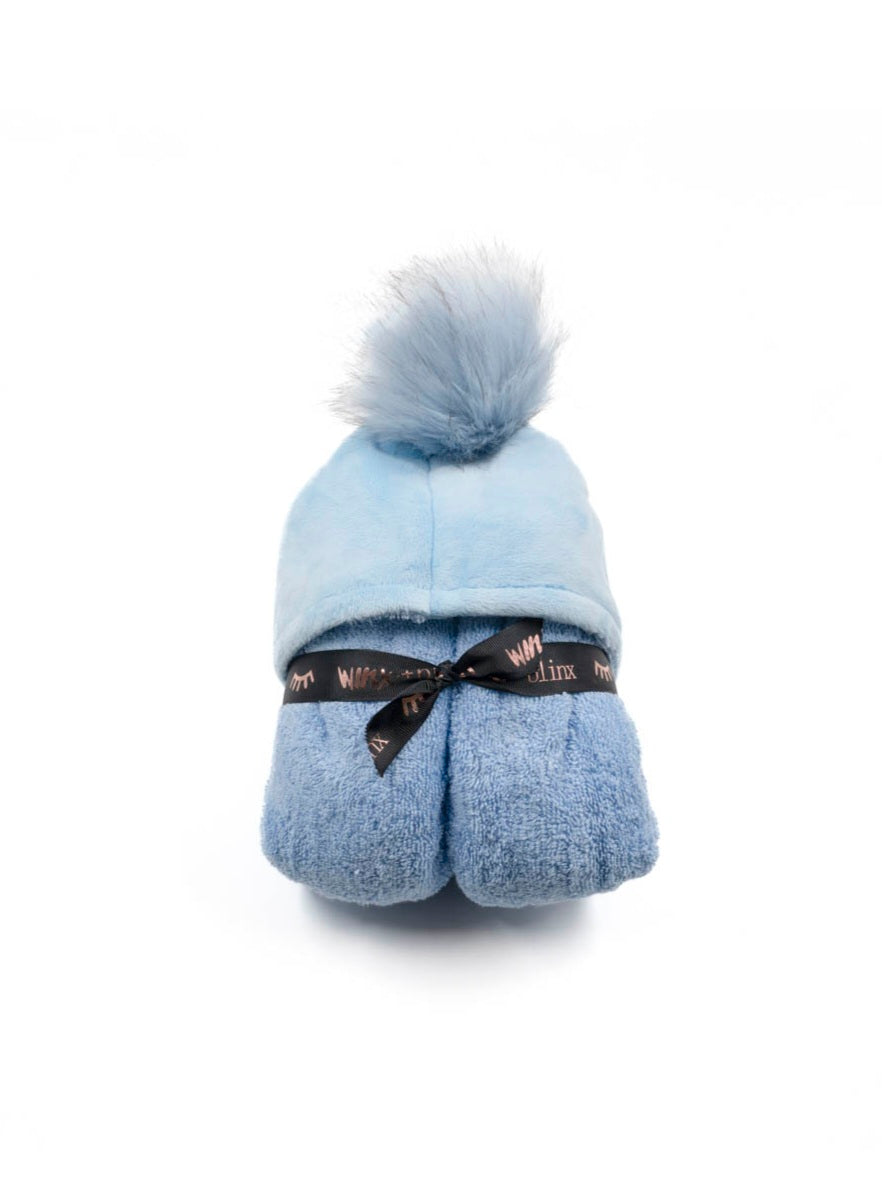 Pompom Blue Hooded Towel