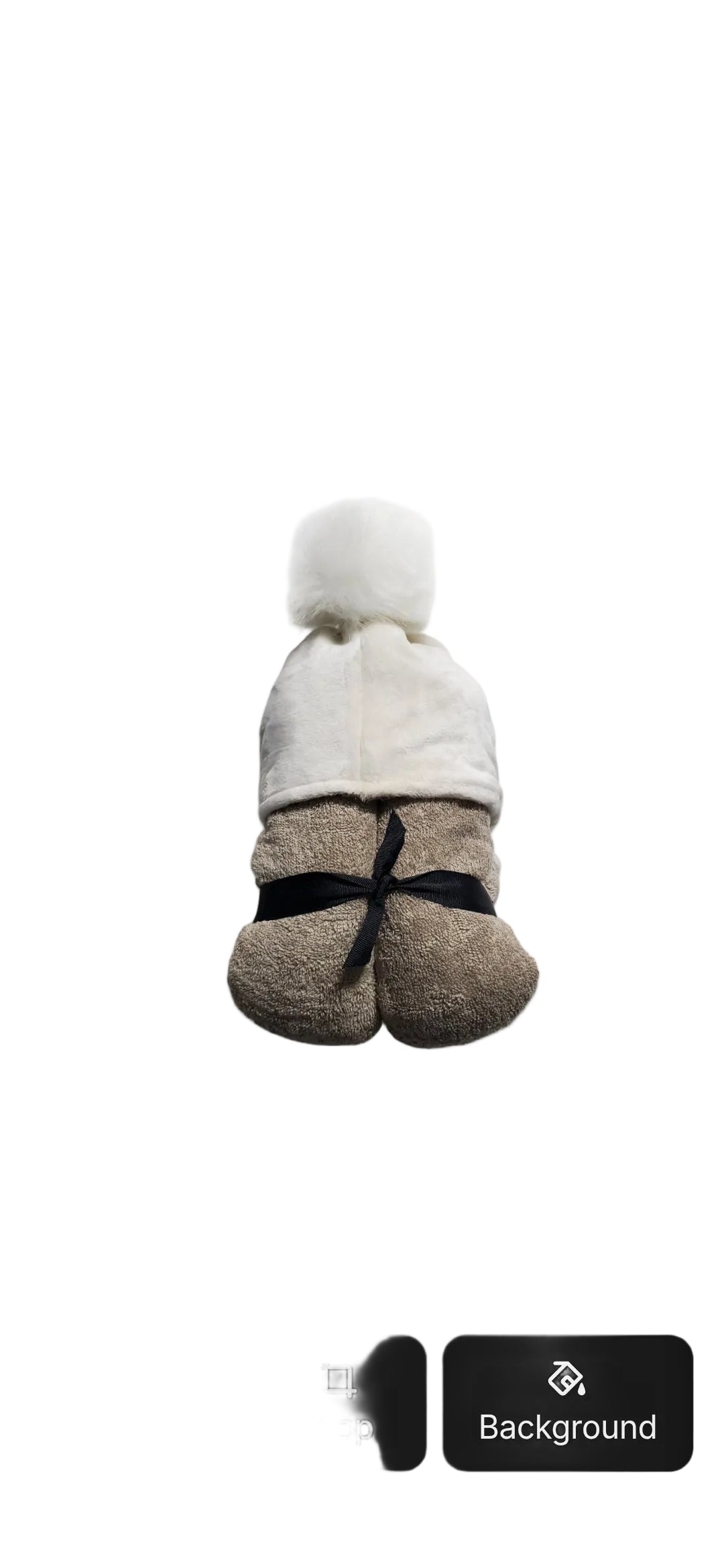 Pompom Taupe Hooded Towel