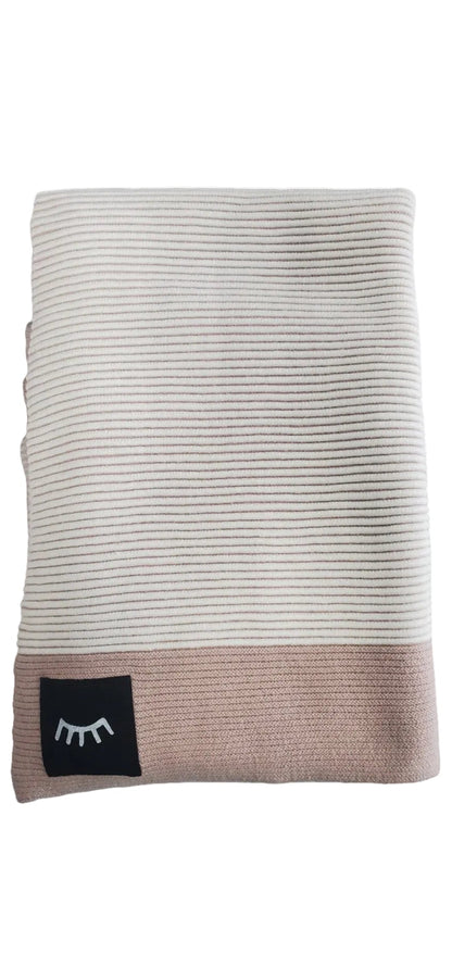 Stripes Taupe Cotton Knit Blanket 40"x40"