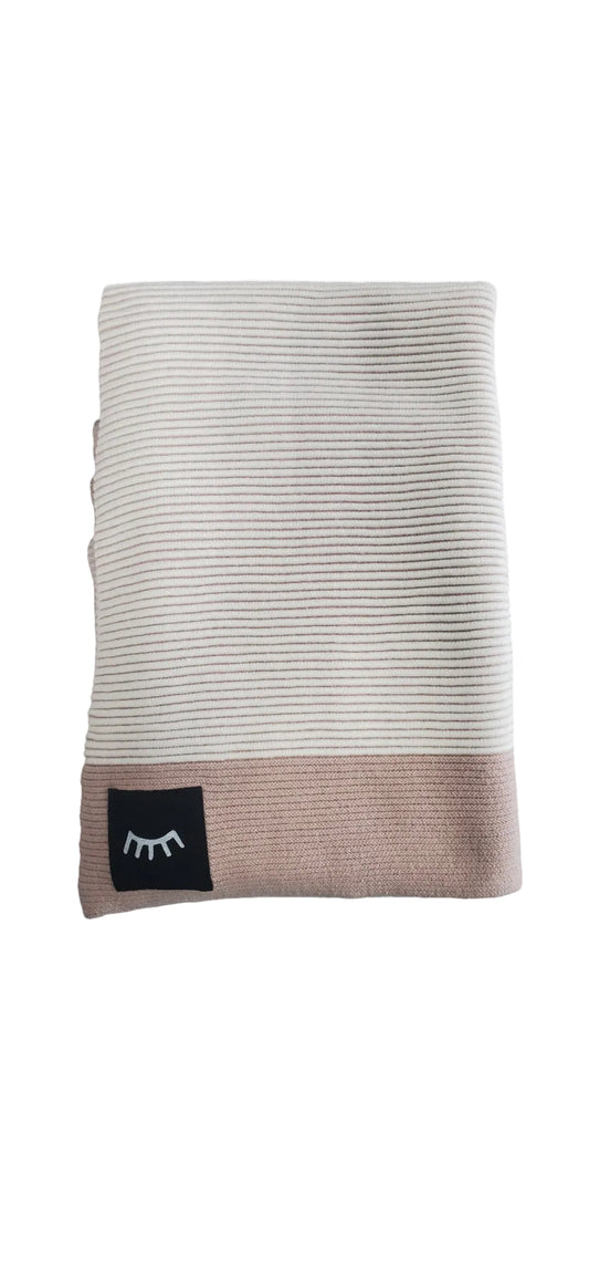 Stripes Taupe Cotton Knit Blanket 40"x40"