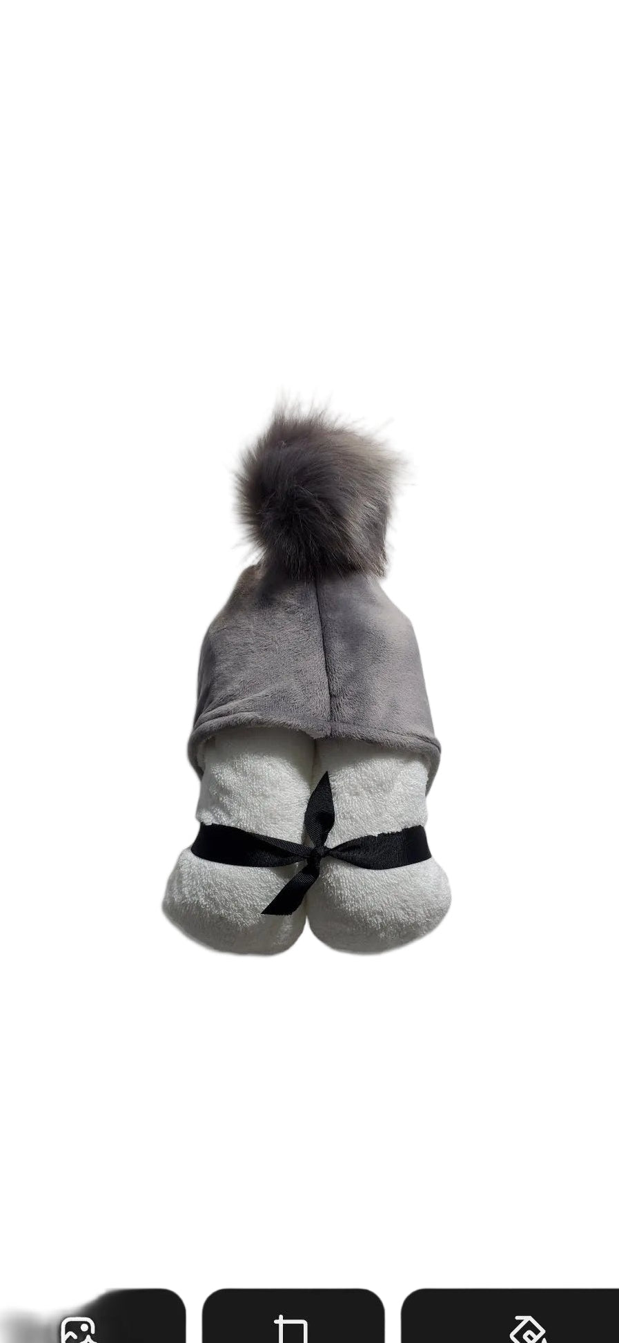 Pompom Silver Hooded Towel