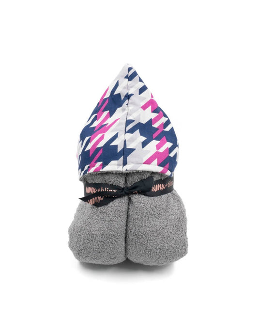 Houndstooth Pink Hooded Towel