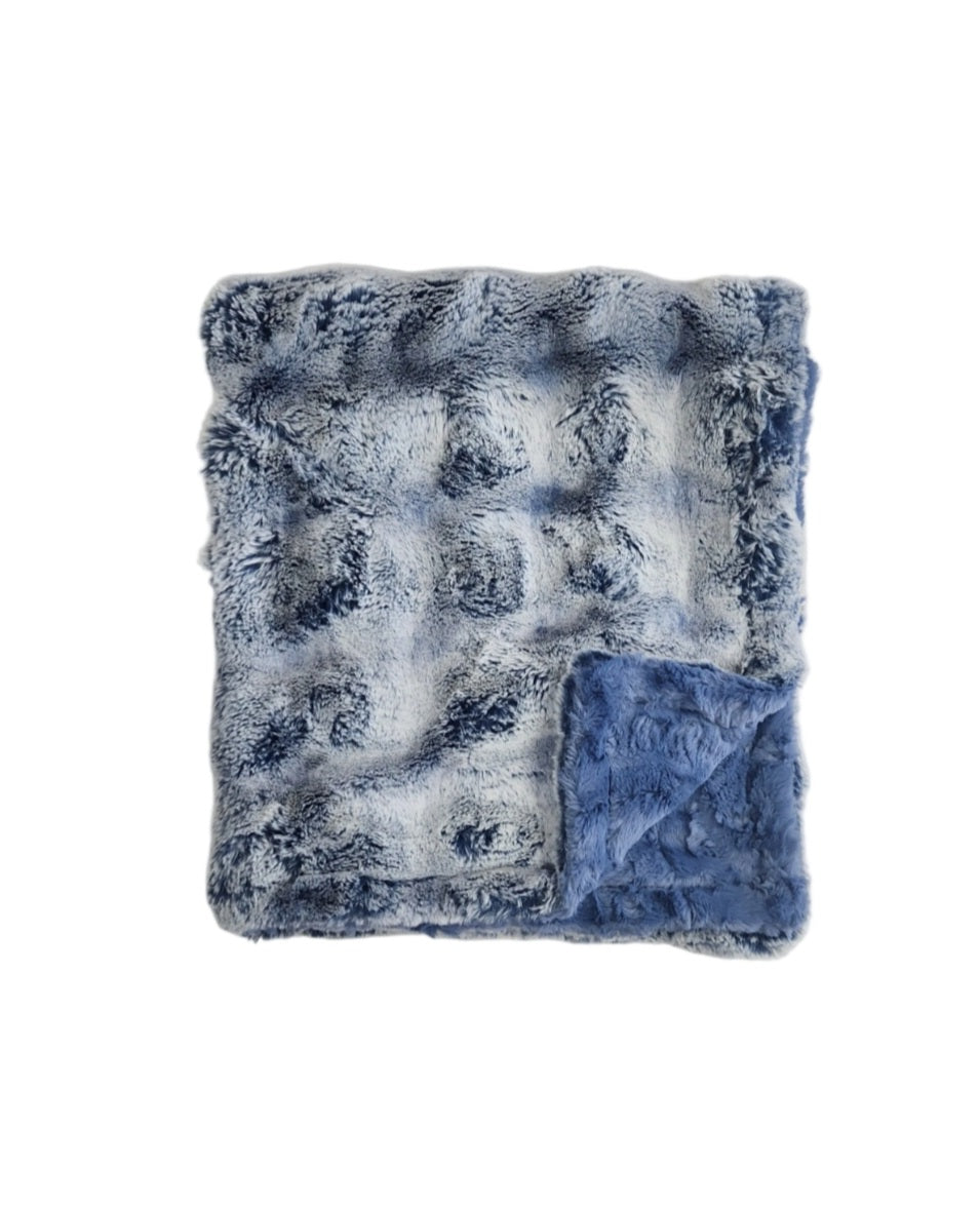 NEW puff Cobalt Minky Blanket