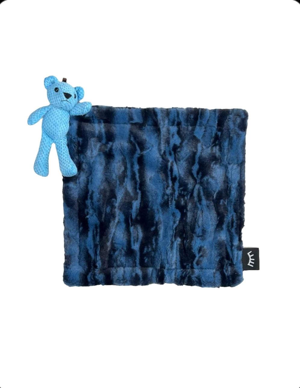 NEW Marble Navy Bear Minky Lovey
