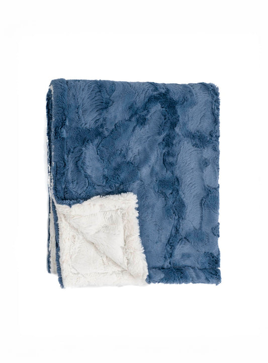 Cozy Cobalt Cream Minky Baby Blanket
