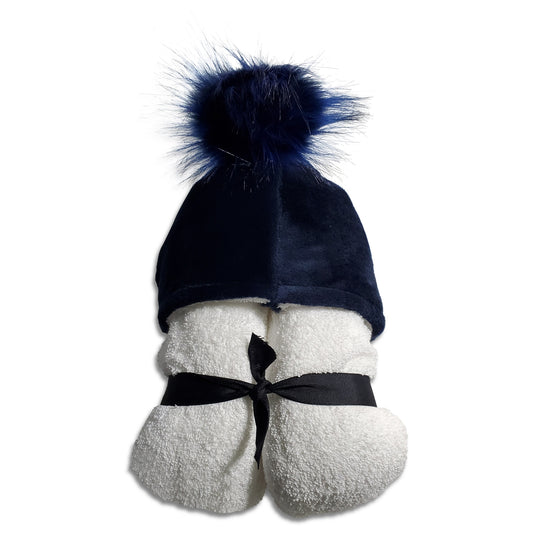 Pom Navy White Hooded Towel