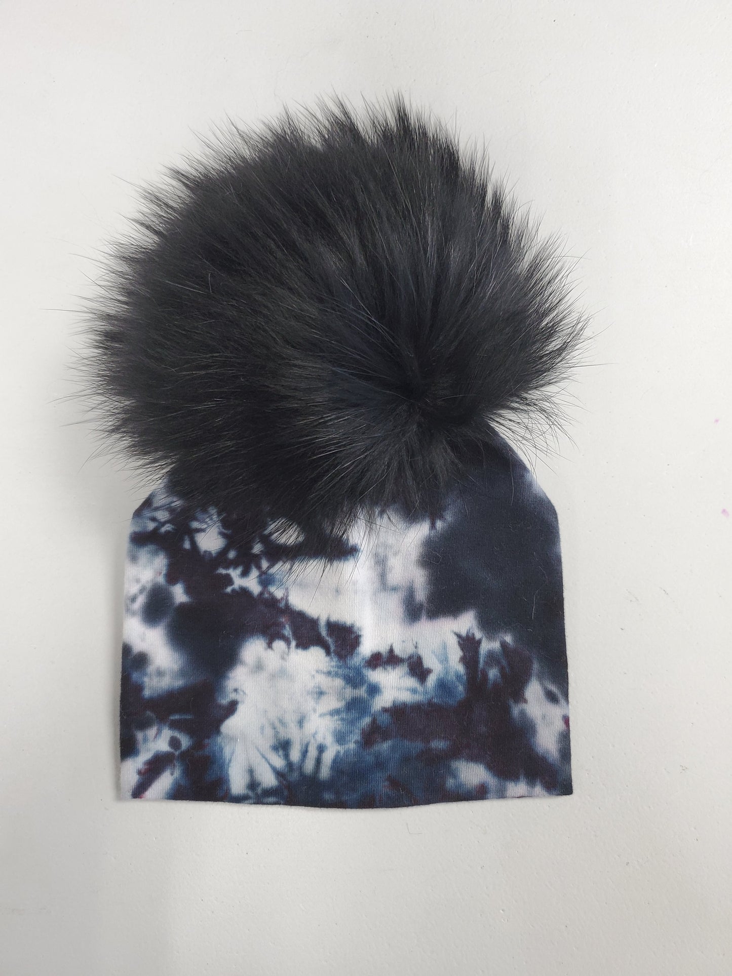 Tiedye Black Cotton Pompom Hat